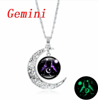 Gemini zodiac cabochon pendant